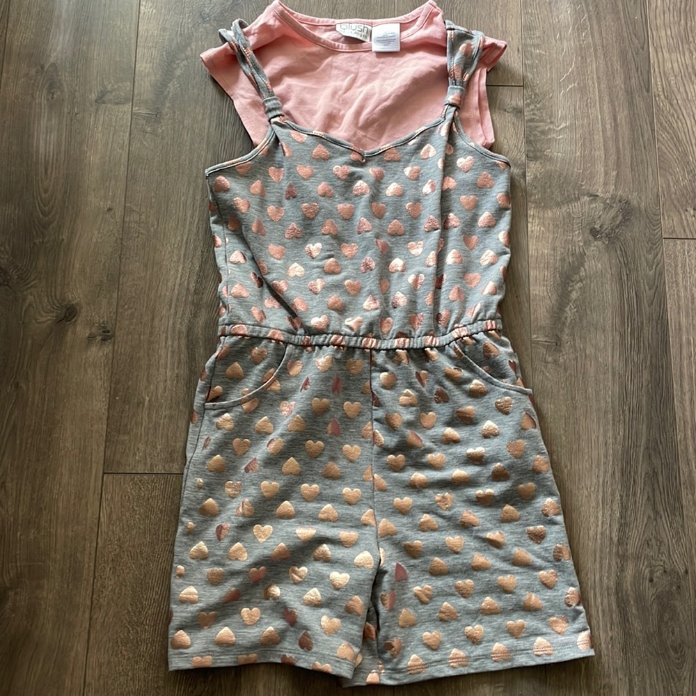 Girls metallic heart romper